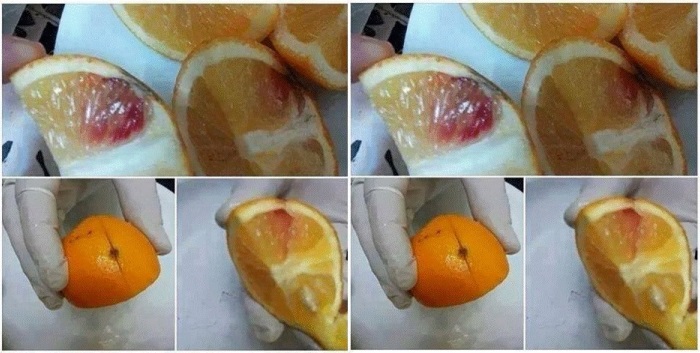 Hoax: Pozor na pomaranče s červenými škvrnami